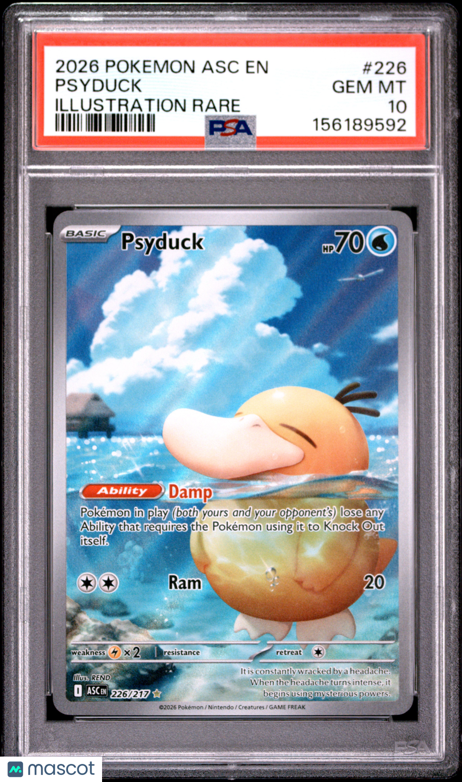 2026 Pokemon Asc EN-Ascended Heroes Psyduck #226 Illustration Rare PSA 10