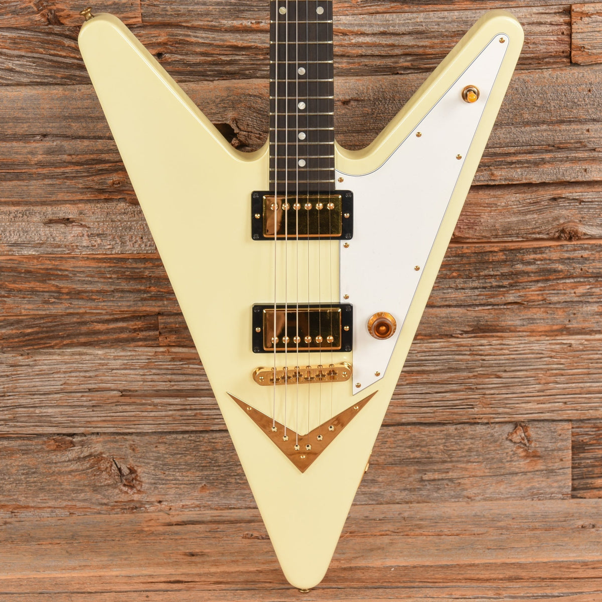 Gibson Reverse Flying V White  - Dave Amato of REO Speedwagon