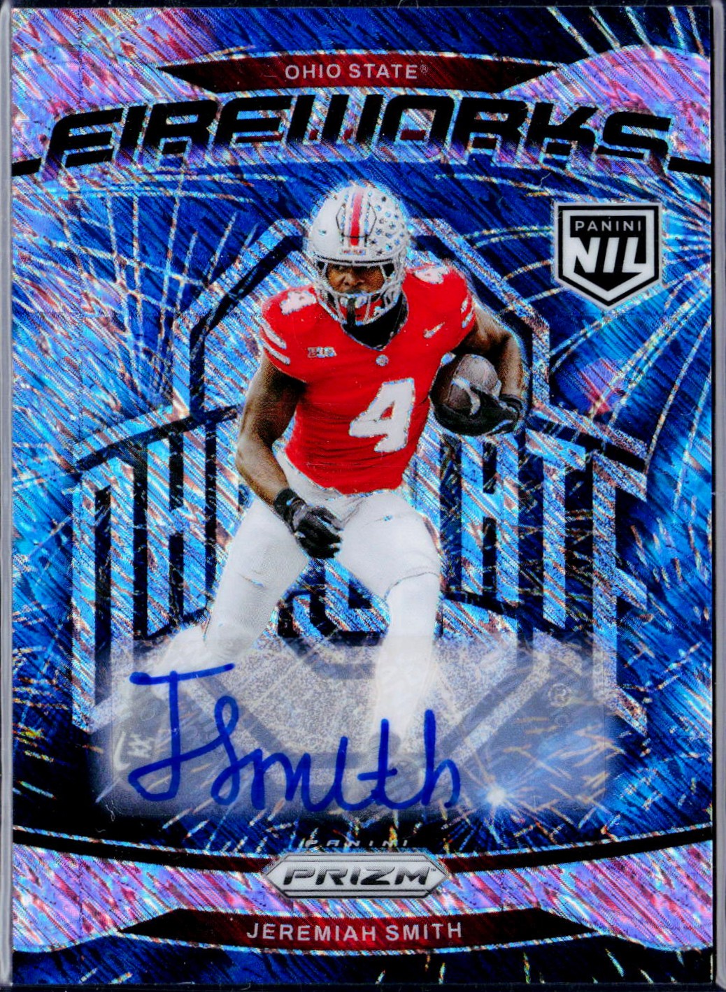 Jeremiah Smith RC 2024 Panini OSU Prizm Pink Shimmer Fireworks Rookie Auto