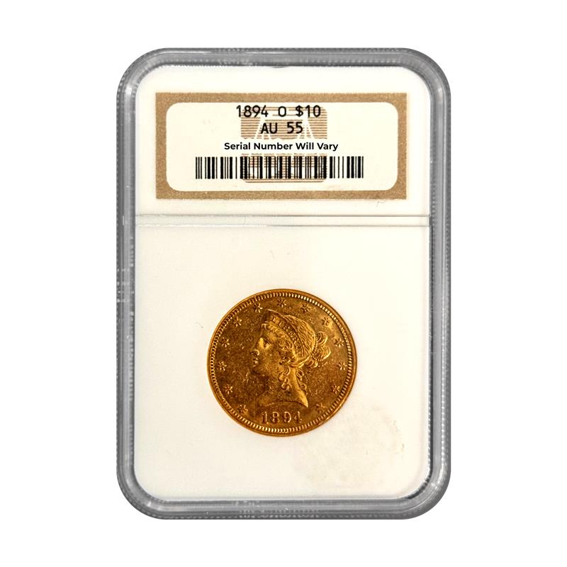 1894 O $10 Gold Liberty Head - NGC AU55