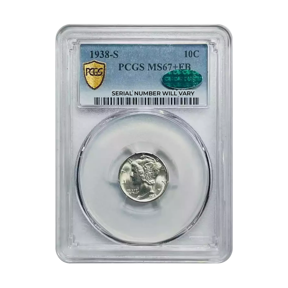 1938-S Mercury Dime - PCGS MS67+ FB CAC
