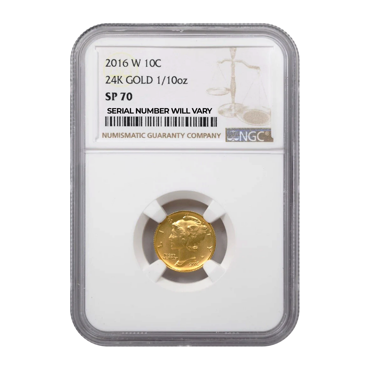 2016 Mercury Dime .9999 Gold - 1/10 oz NGC SP70