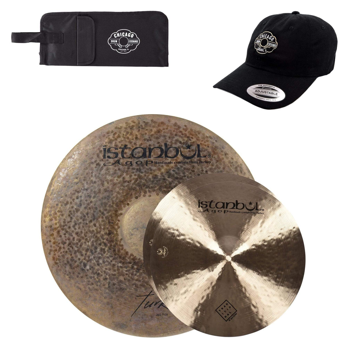 Istanbul Agop 14/20" Traditional Jazz Cymbal Set w/CDE Logo Hat & Stick Bag