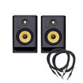 KRK Rokit 7 G4 7" Studio Monitor Black Pair and (2) TRS Cable Bundle