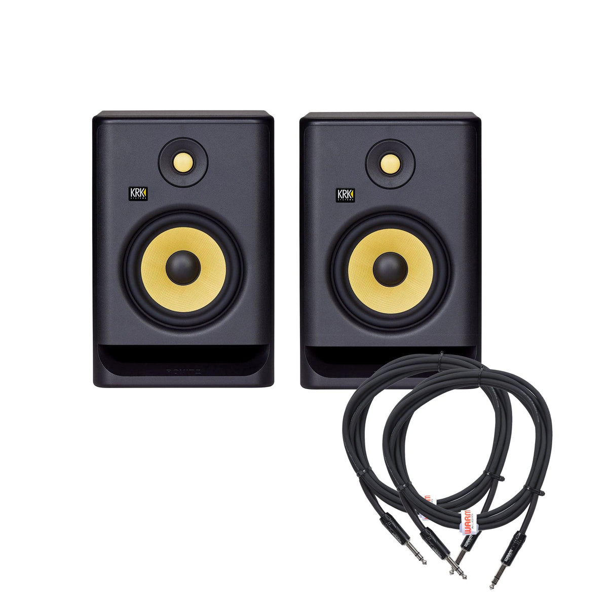 KRK Rokit 7 G4 7" Studio Monitor Black Pair and (2) TRS Cable Bundle