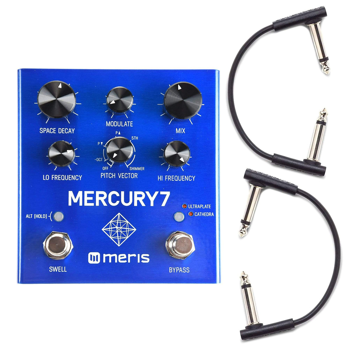 Meris Mercury7 Reverb Pedal w/RockBoard Flat Patch Cables Bundle