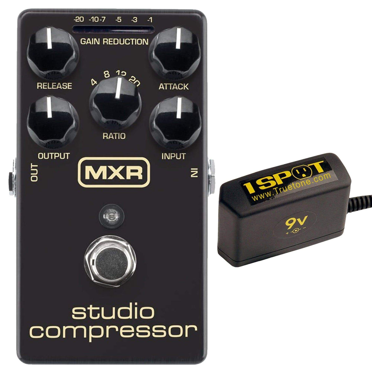 MXR M76 Studio Compressor Bundle w/ Truetone 1 Spot Space Saving 9v Adapter