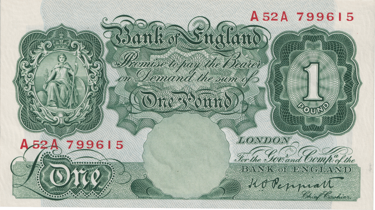 ONE POUND BANKNOTE BANK OF ENGLAND PEPPIATT £1-218