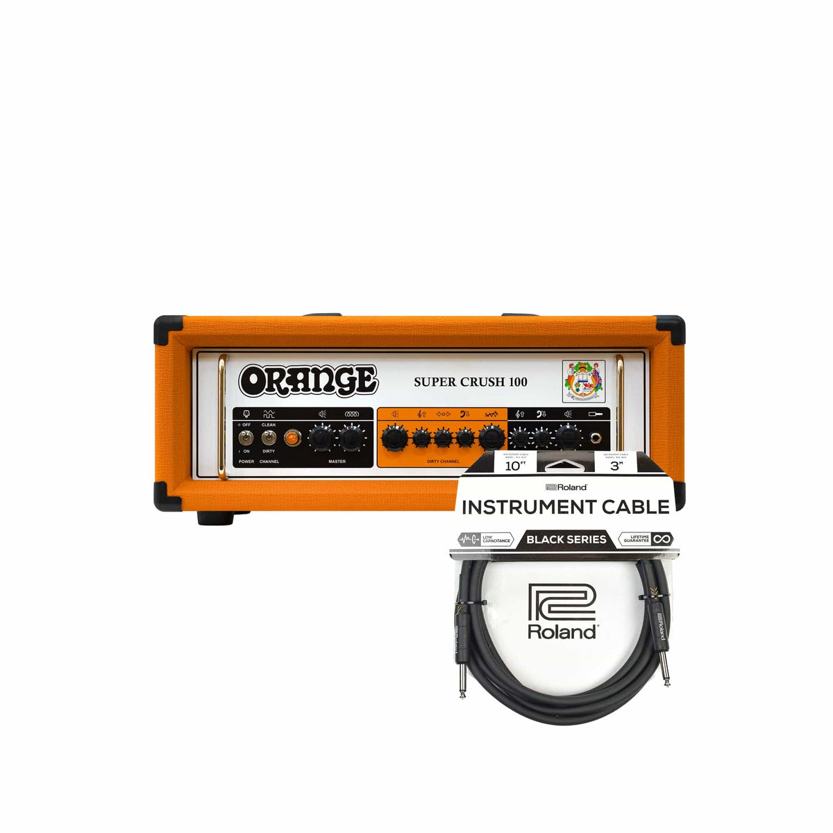 Orange Super Crush 100w Head and (1) Cable Bundle
