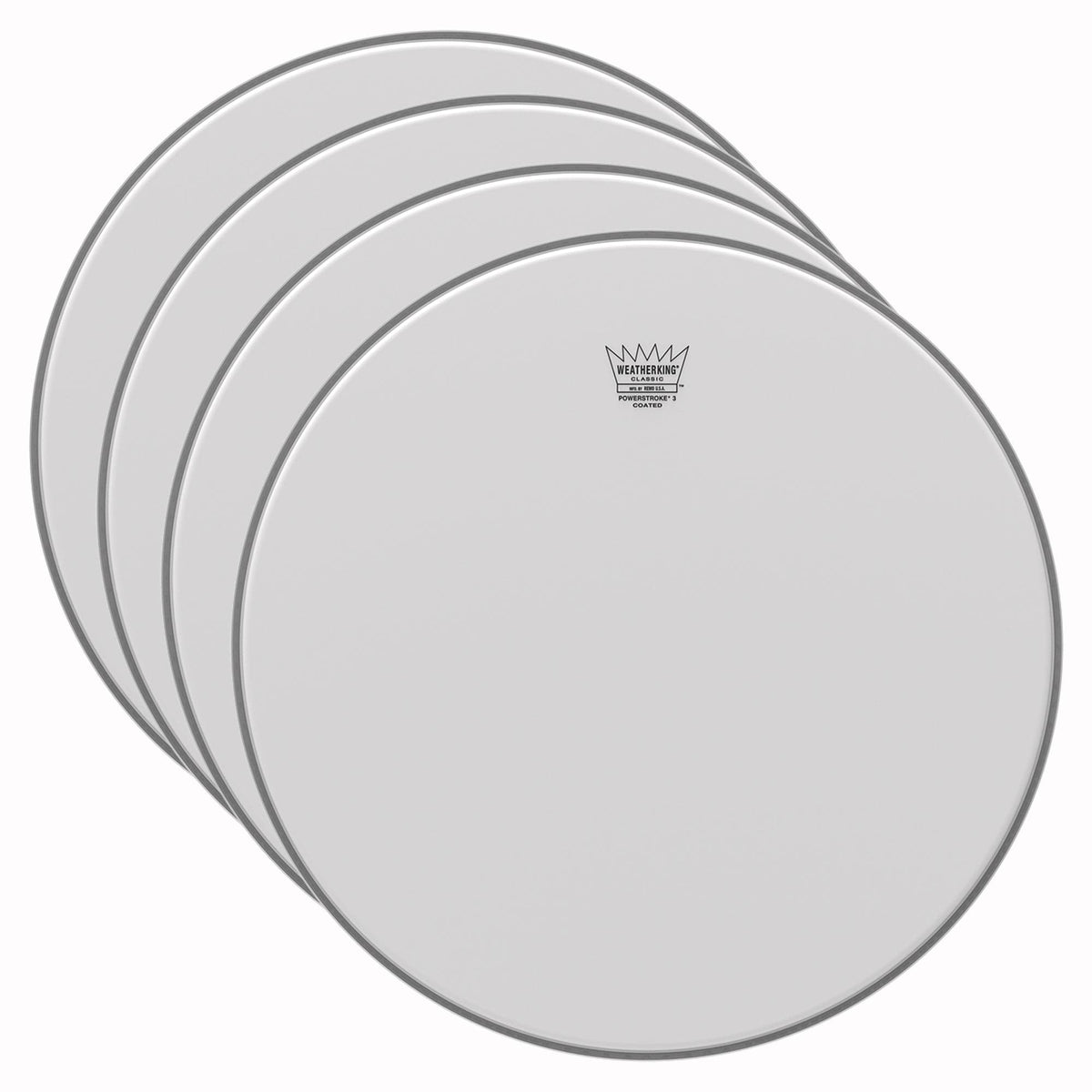 Remo 18" Powerstroke P3 Classic Coated Bass Drumhead w/No Stripe (4 Pack Bundle)