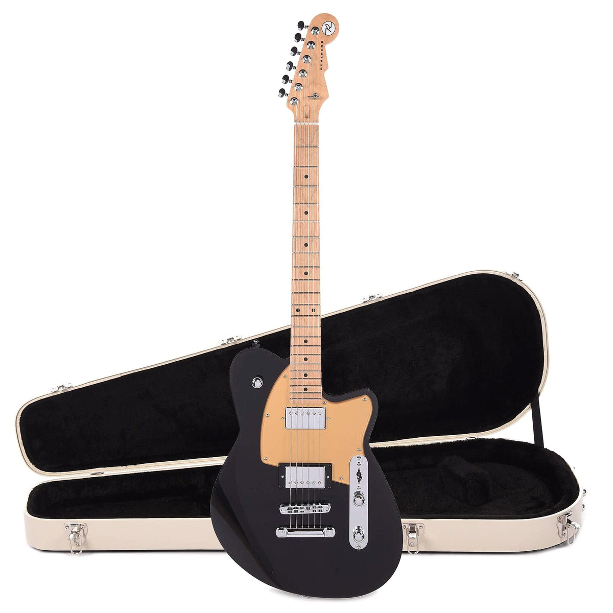 Reverend Charger HB Midnight Black Hardshell Case Bundle