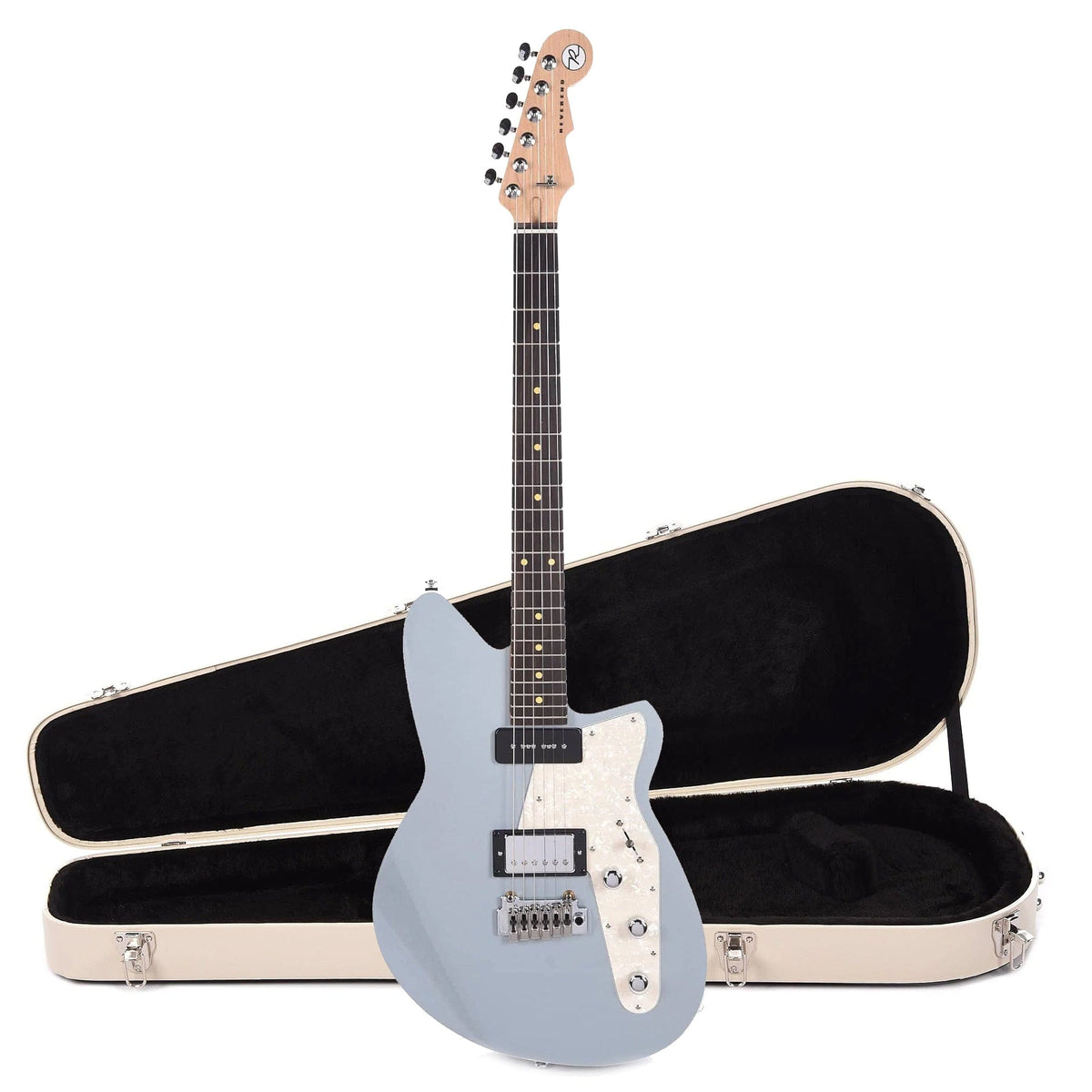 Reverend Double Agent W Metallic Silver Freeze Hardshell Case Bundle