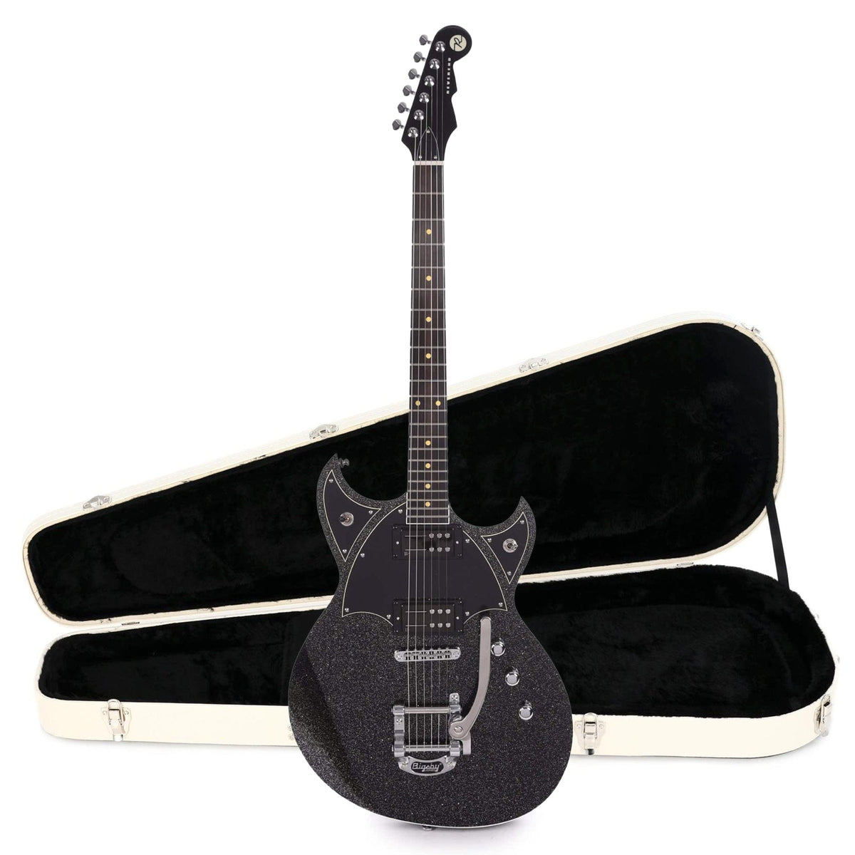 Reverend Reeves Gabrels Spacehawk Black Sparkle Hardshell Case Bundle
