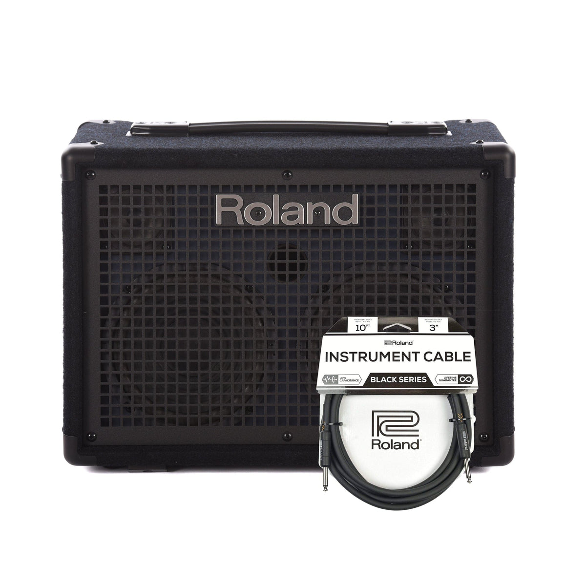 Roland KC-220 Battery-Powered Stereo Keyboard Amplifier 30W (15W+15W) and (1) Cable Bundle