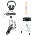 Roland RH-5 Headphones, Pedal, Throne & Sticks Electronic Drum Accessory Bundle