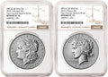 2 Coin Set 2025 Morgan and Peace Reverse Proof Silver Dollars NGC RP 70 Brown