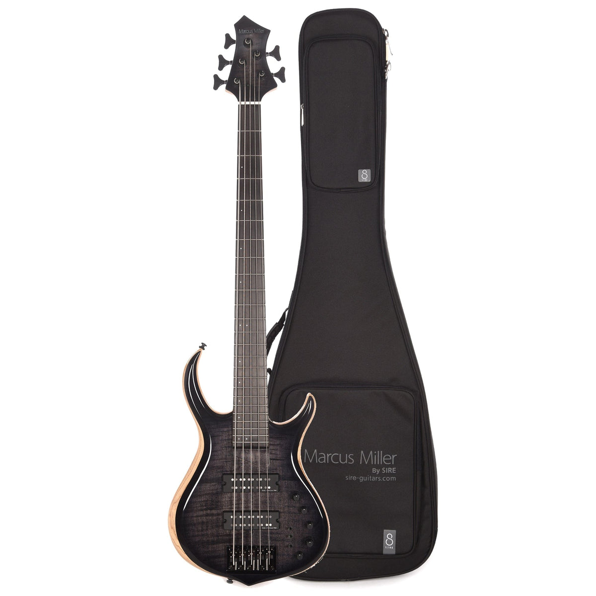 Sire Marcus Miller M7 Swamp Ash/Maple 5-String Transparent Black (2nd Gen) and Sire Gig Bag Bundle