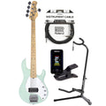 Sterling by Music Man S.U.B. Series StingRay5 5-String Mint Green w/Guitar Stand, Tuner and 10' Cable Bundle