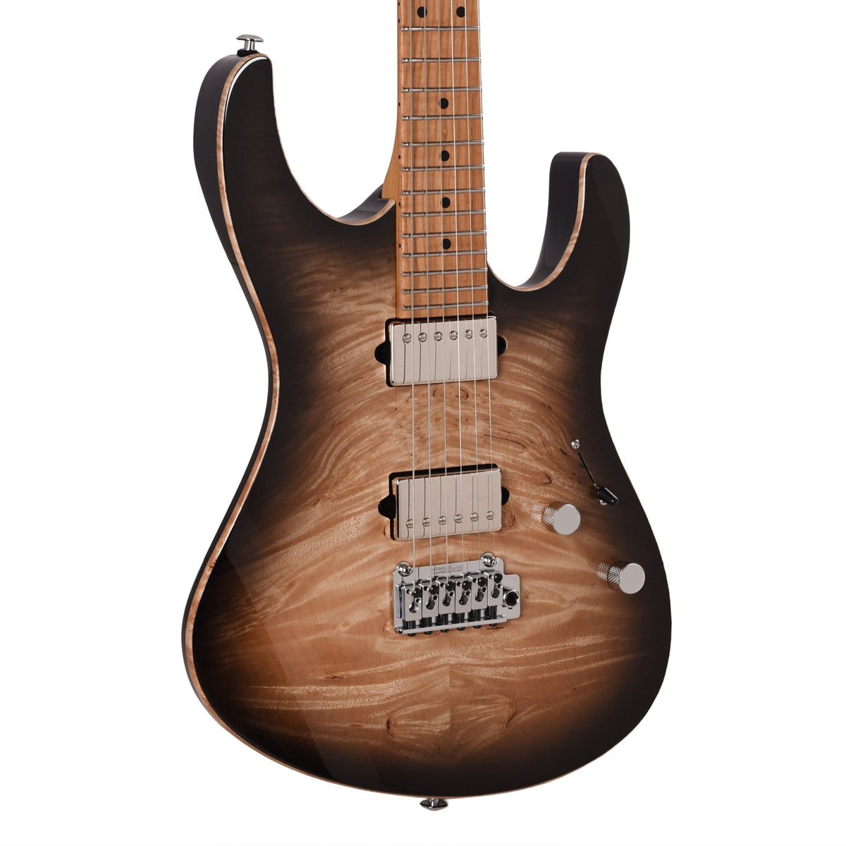 Suhr Custom Modern Black Burst w/ CME-Selected Waterfall Burl Maple Top