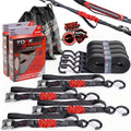 TorkStrap M500 | 14'x1'' Spring Loaded Tie Down Straps - 1500lbs Max Load (2 Pack)