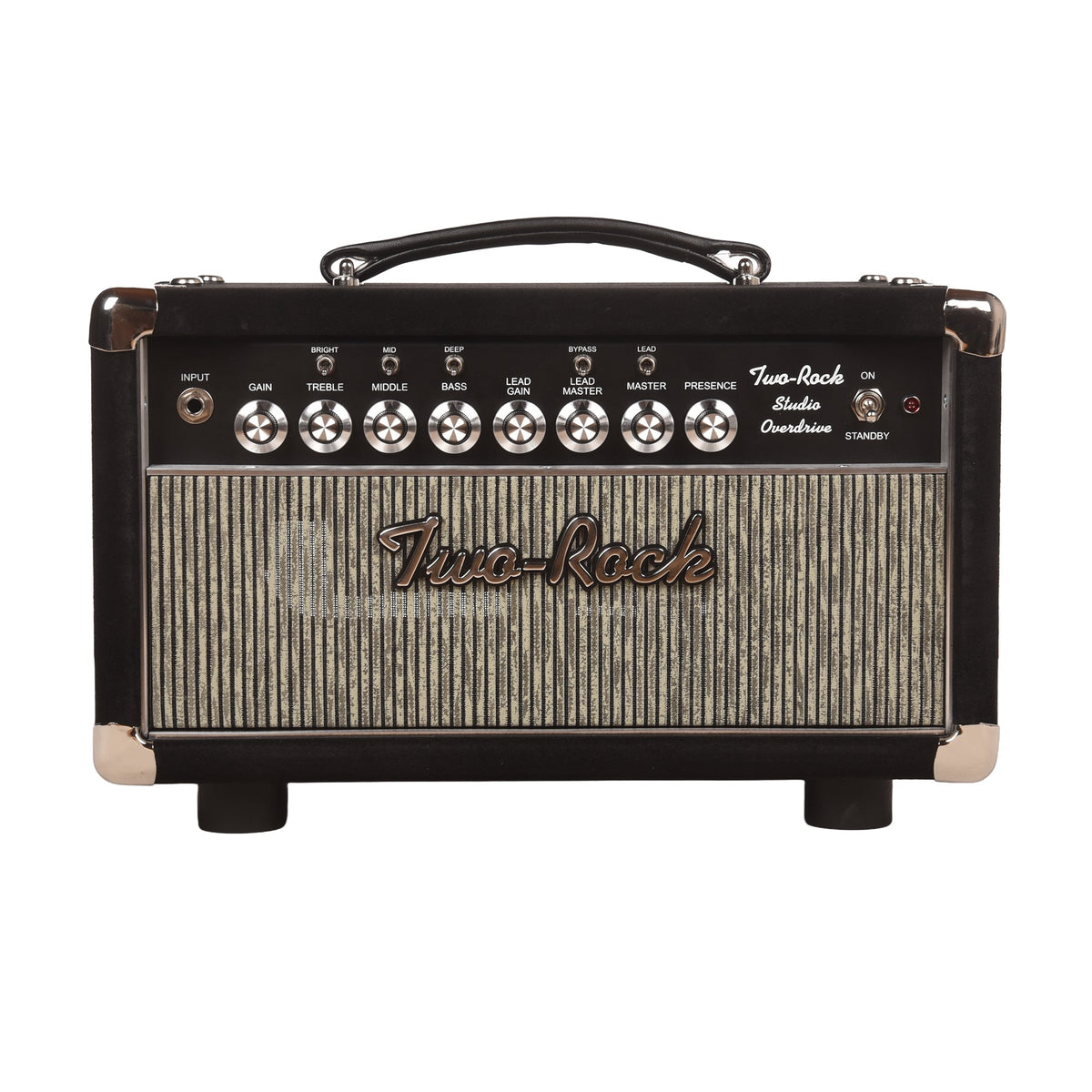Two Rock Studio Overdrive 35w 2-Channel Tube Amp Head Black Suede w/ Grey Pinstripe Cloth