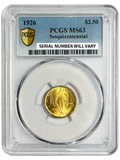 1926 Sesquicentennial $2.5 Gold Quarter Eagle - PCGS MS63