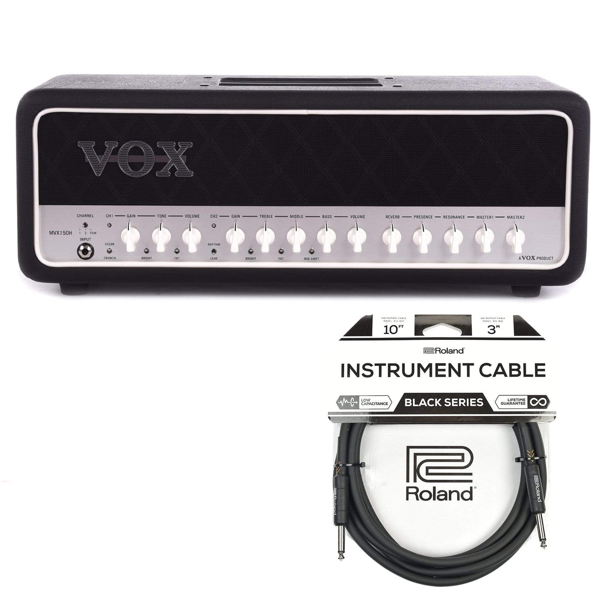 Vox MVX150H Two-Channel Head 150w Cable Bundle